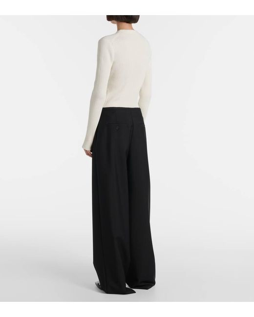 Rohe Black Wool And Mohair Wide-Leg Pants