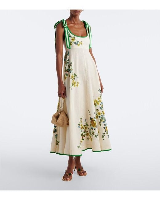 ALÉMAIS Green Phyllis Floral Linen Maxi Dress