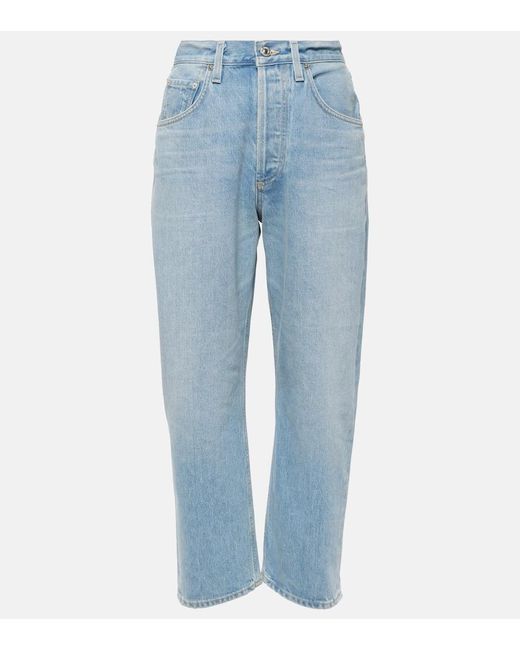 Citizens of Humanity Blue Mid-Rise Straight Jeans Dahlia