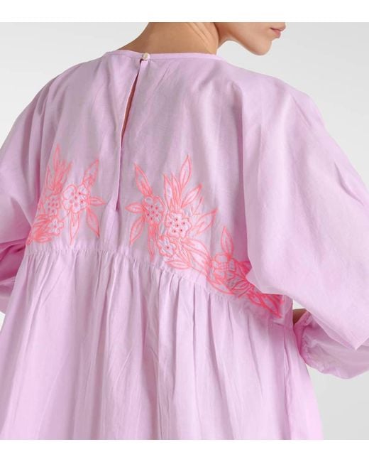 Vestido corto de algodon bordado Juliet Dunn de color Pink
