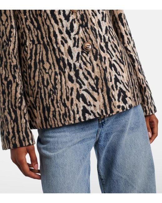 Rixo Black Leila Leopard-Print Jacket