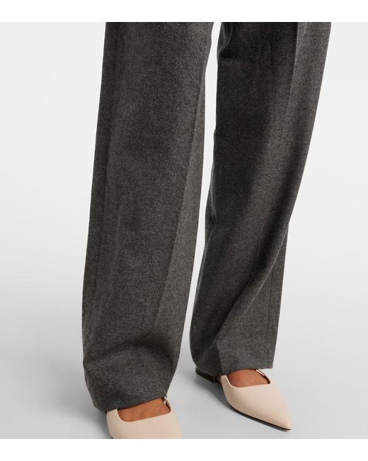Brunello Cucinelli Gray Pleated Wool And Cashmere Wide-Leg Pants