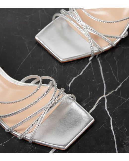 Gianvito Rossi White 70 Embellished Metallic Leather Sandals