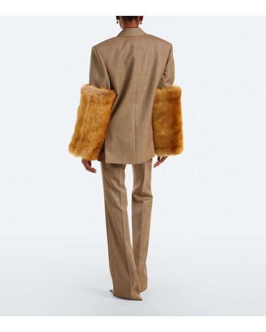 Saint Laurent Gray Prince Of Wales Wool Flared Pants