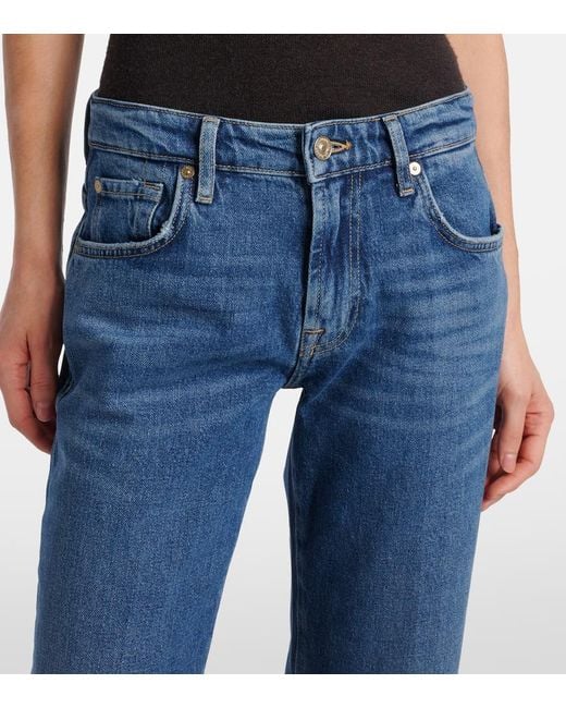 7 For All Mankind Blue Calie Mid-Rise Straight Jeans