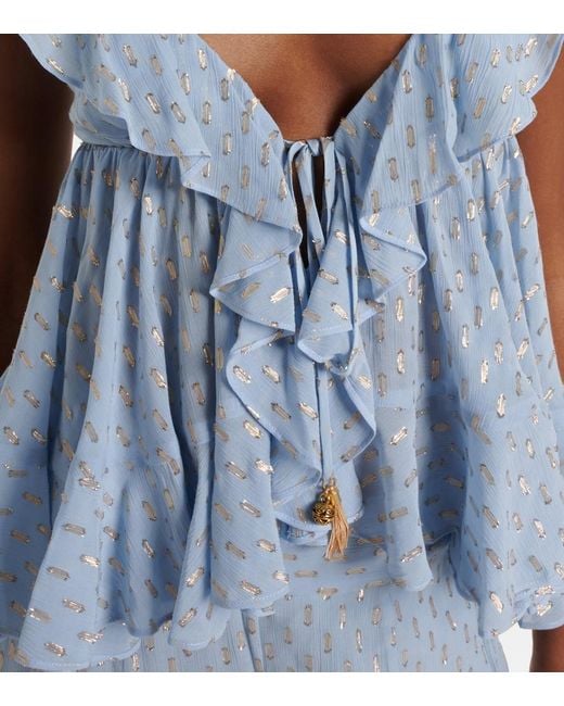 Zimmermann Blue Daylight Ruffled Top
