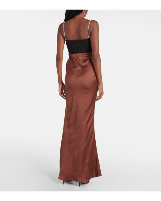 Self-Portrait Red Embellished Satin Gown