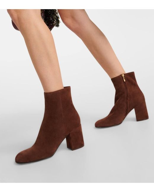 Gianvito Rossi Brown Joelle 70 Suede Ankle Boots