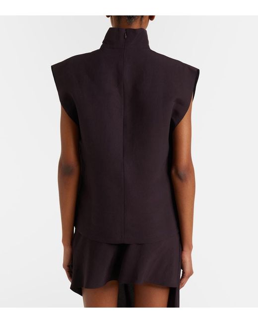 Alaïa Black Poplin Turtleneck Top