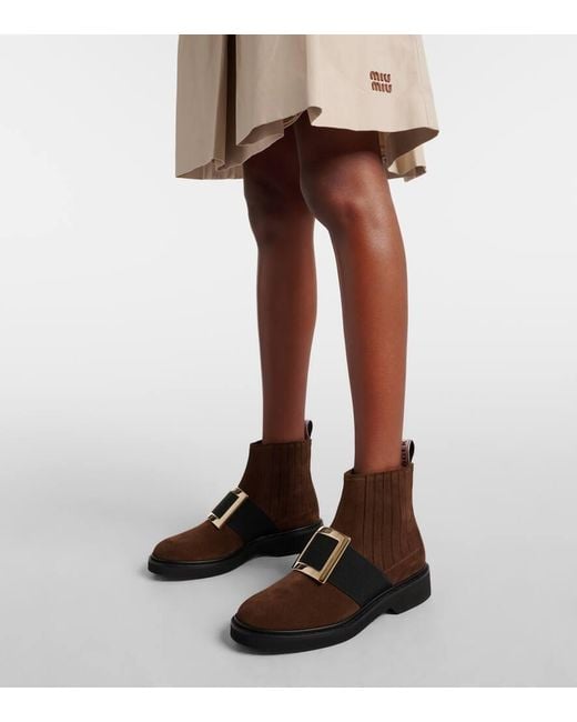 Roger Vivier Brown Viv' Rangers Suede Chelsea Boots
