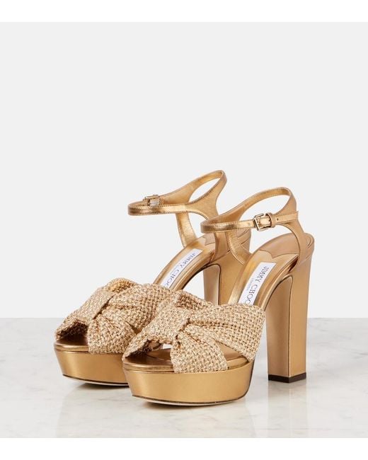 Jimmy Choo Metallic Heloise 120 Leather Platform Sandals