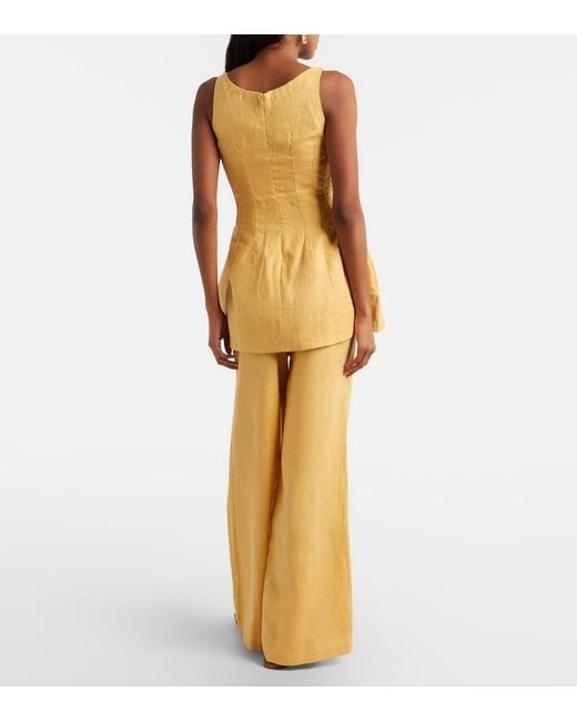Faithfull The Brand Yellow Syna Linen Wide-Leg Pants
