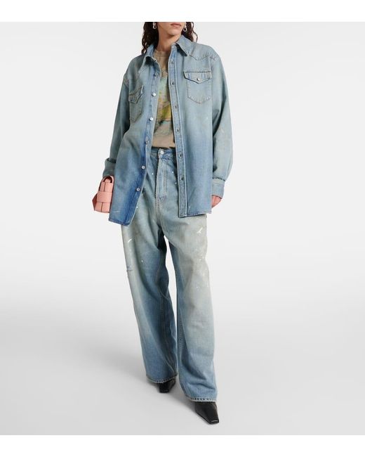 Camicia di jeans distressed di Acne in Blue