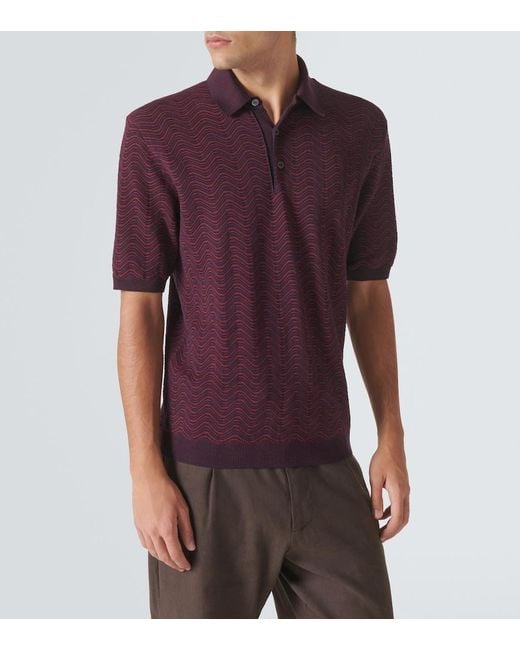 Missoni Purple Zigzag Wool-Blend Polo Shirt for men