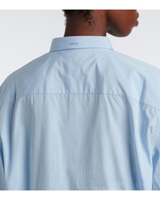 Prada Blue Oversized Cotton Poplin Shirt