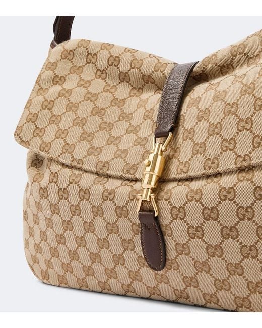 Gucci Metallic Jackie Flap Large Gg Canvas Shoulder Bag for men