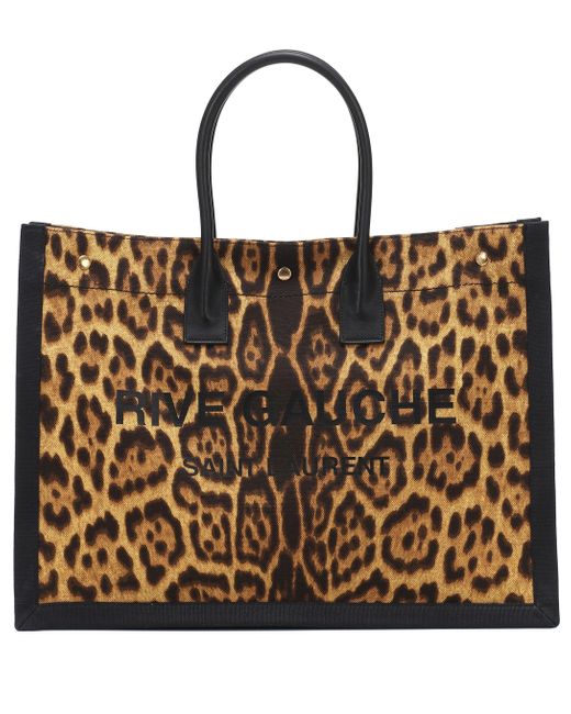 Saint Laurent Brown Shopper mit Leoparden-Muster