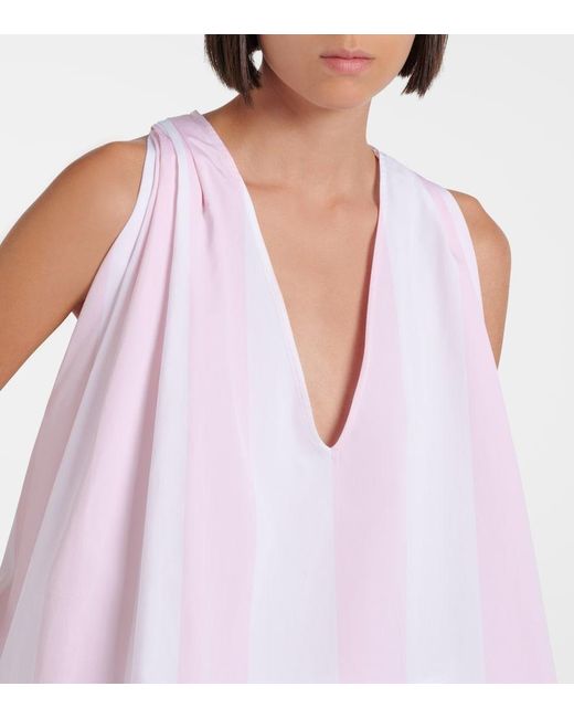 Jacquemus White Norma Striped Cotton Poplin Top