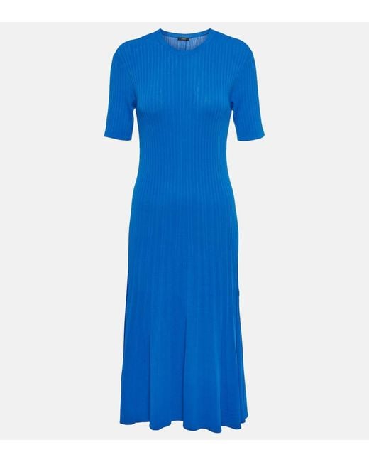 Joseph Blue Ribbed-knit Midi Dress