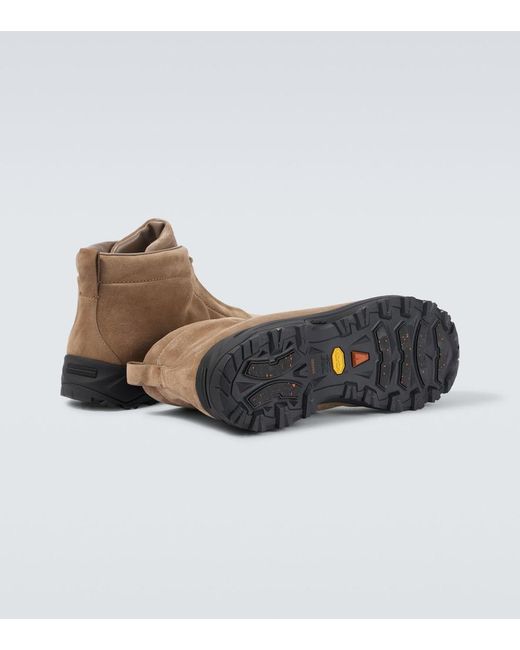 Zegna Brown Triple Stitch Suede High-Top Sneakers for men