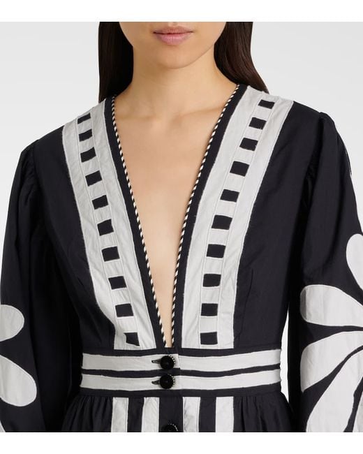 Farm Rio Black Nature Printed Cotton Maxi Dress