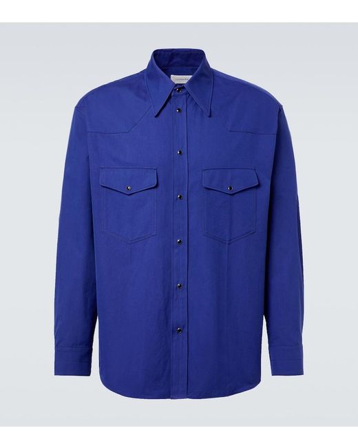 Lemaire Blue Cotton Twill Western Shirt for men