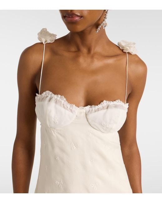 Magda Butrym White Embroidered Silk, Wool And Cotton-Blend Midi Dress