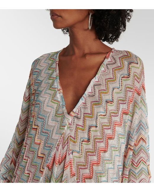 Missoni White Zigzag Lame Beach Dress