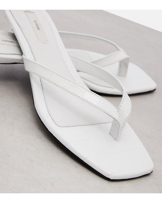 Totême White Croc-Effect Leather Thong Sandals