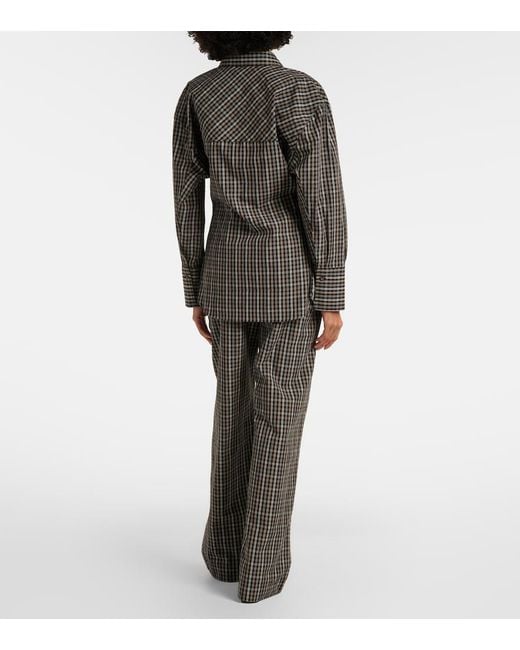 Rohe Gray Checked Cotton Wide-Leg Pants
