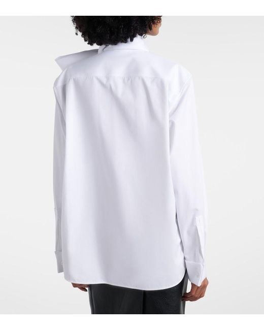 Saint Laurent White Scarf-Detailed Cotton-Poplin Shirt