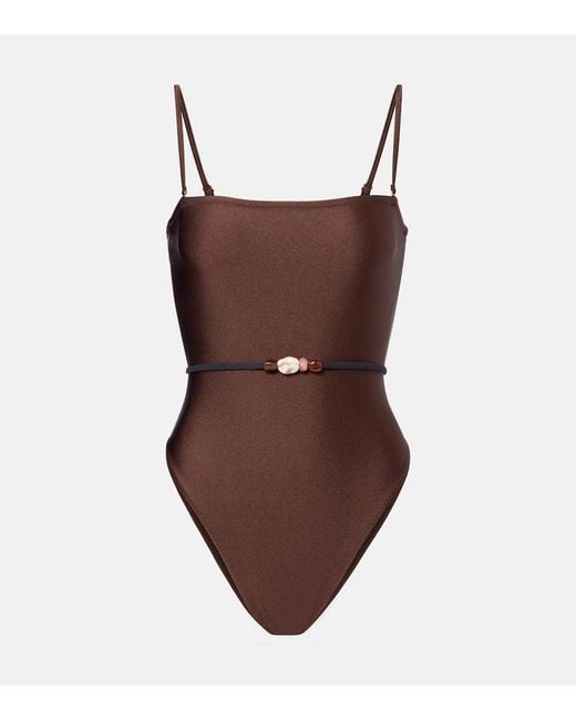SAME Brown Beaded Swimsuit