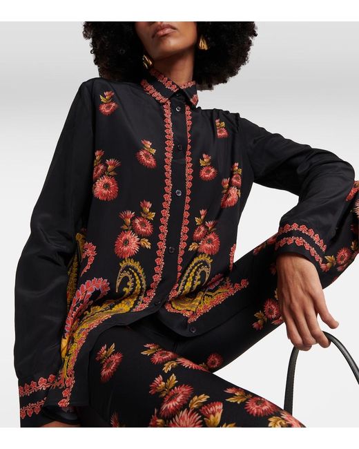 Etro Black Paisley Silk Blouse