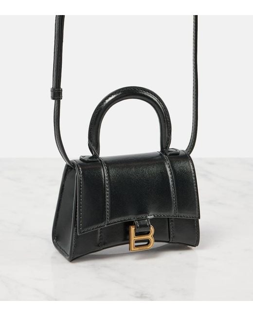 Balenciaga Black Schultertasche Hourglass Mini Aus Leder