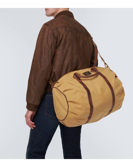 RRL Brown Leather-trimmed Duffel Bag for men