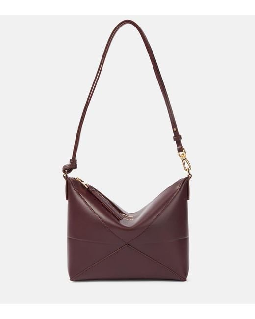 Loewe Purple Puzzle Fold Leather Shoulder Bag