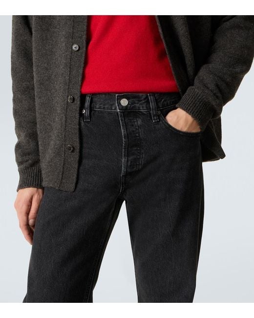 FRAME Black The Straight Mid-Rise Straight Jeans for men
