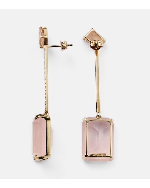 Mateo Pink 14Kt Earrings With Morganite, Quartz And Diamonds