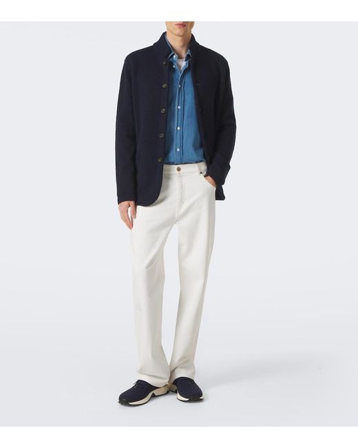 Tod's Blue Calzino Leather-Trimmed Sneakers for men