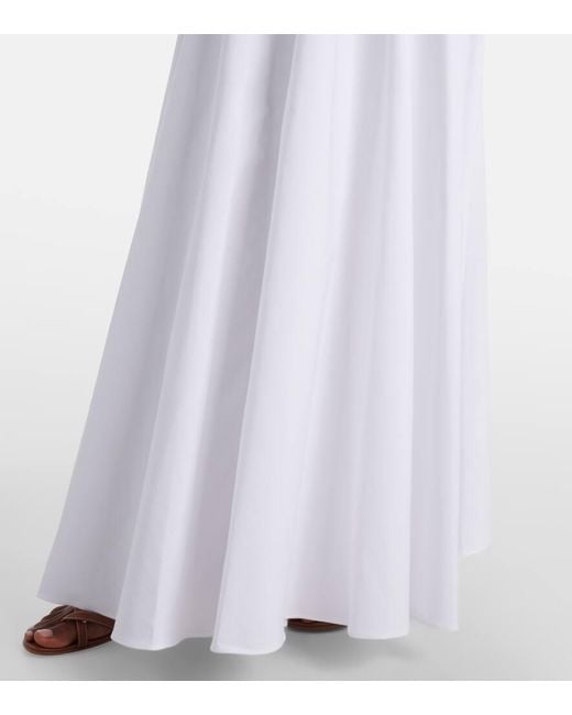 Vestido Largo De Popelin De Algodon Ralph Lauren de color White