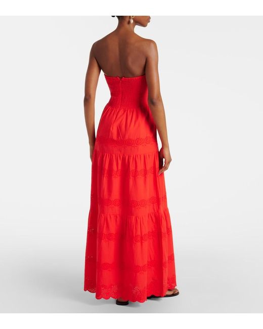 Melissa Odabash Red Sophie Broderie Anglaise Cotton Maxi Dress