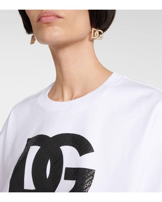 Dolce & Gabbana White Cropped-Top aus Baumwoll-Jersey