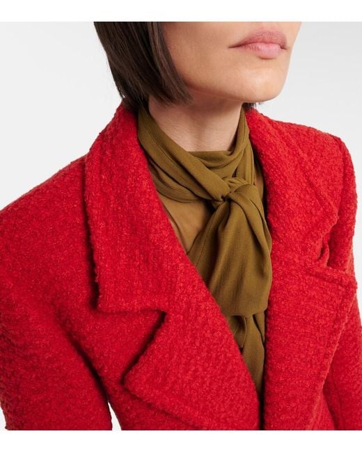 Saint Laurent Red Wool And Silk-Blend Tweed Jacket
