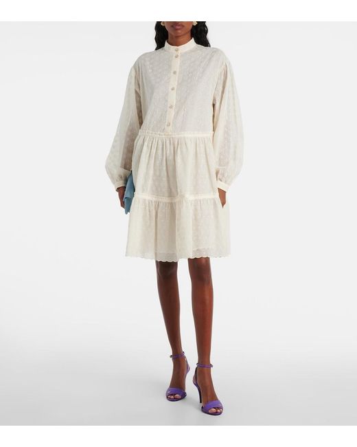 Valentino White Broderie Anglaise Cotton Shirt Dress