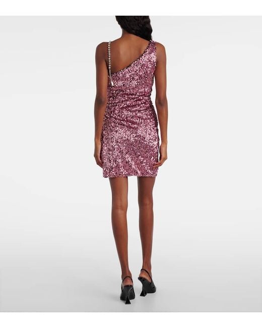 Area Purple One-Shoulder-Minikleid Mit Pailletten