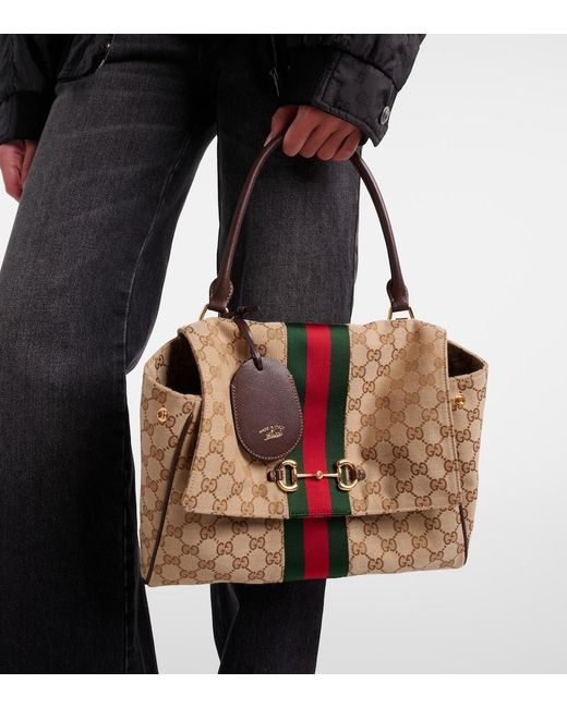 Gucci Brown Paparazzo Gg Canvas Medium Top-Handle Bag