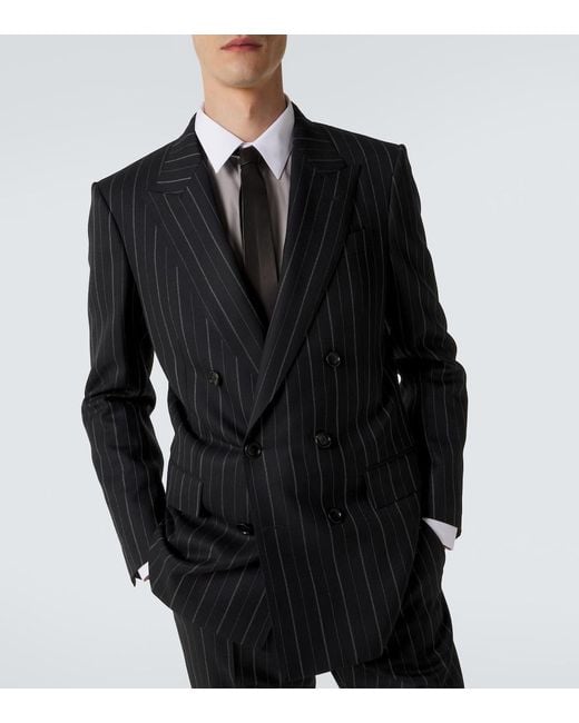 Tom Ford Black Striped Wool Blazer for men