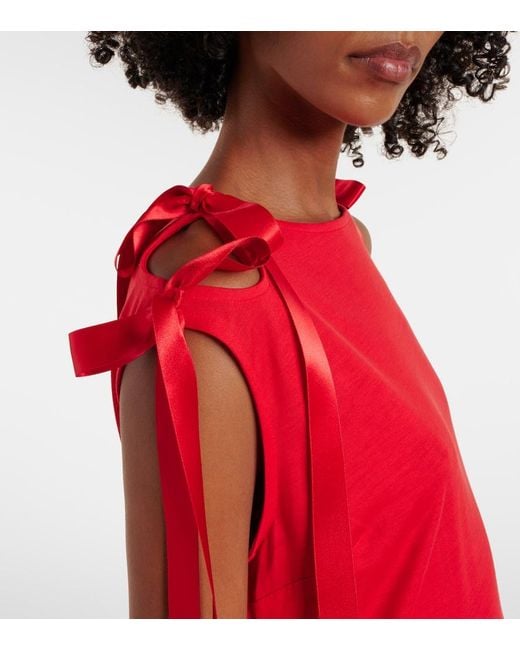 Simone Rocha Red Bow-Detail Jersey Midi Dress