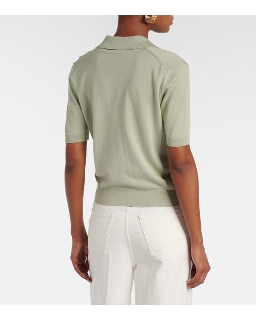 Altuzarra Green Clay Cropped Cotton And Silk Polo Sweater