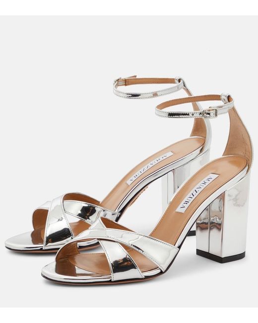 Aquazzura Divine 85 Metallic Leather Sandals